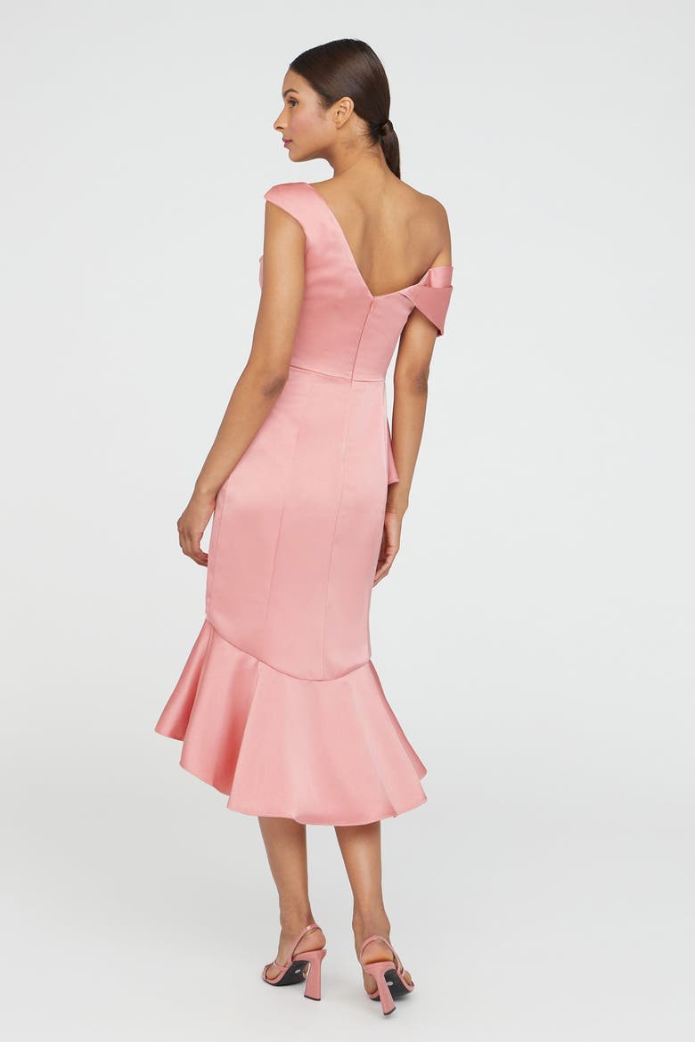 Janice Draped Asymmetric Dress, Alternate, color, Sugar Coral