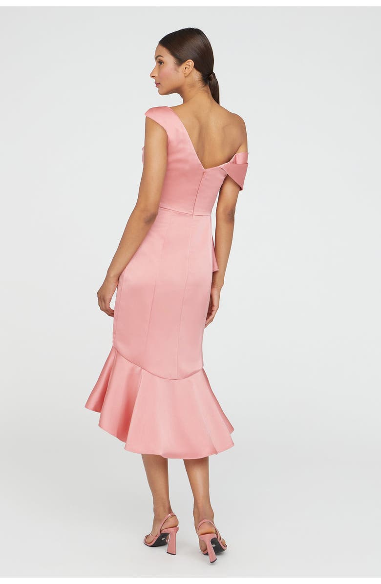 Theia Janice Draped Asymmetric Dress, Alternate, color, Sugar Coral