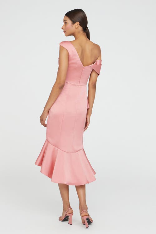 Theia Janice Draped Asymmetric Dress In Pink