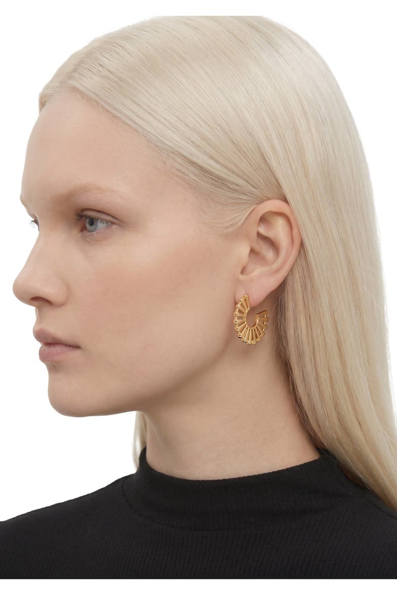 Samrita Fan Post Earrings, Alternate, color, Gold