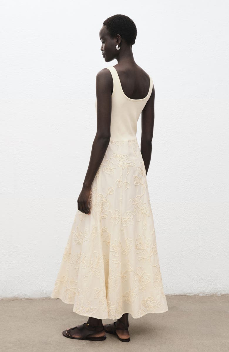 MANGO Floral Embroidery Tank Dress, Alternate, color, Ecru