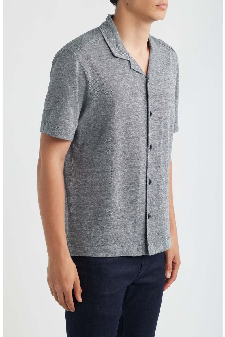 Powell Linen & Cotton Camp Shirt, Alternate, color, DARK BLUE