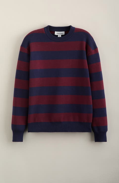 Relaxed Fit Crewneck Cotton Blend Sweater