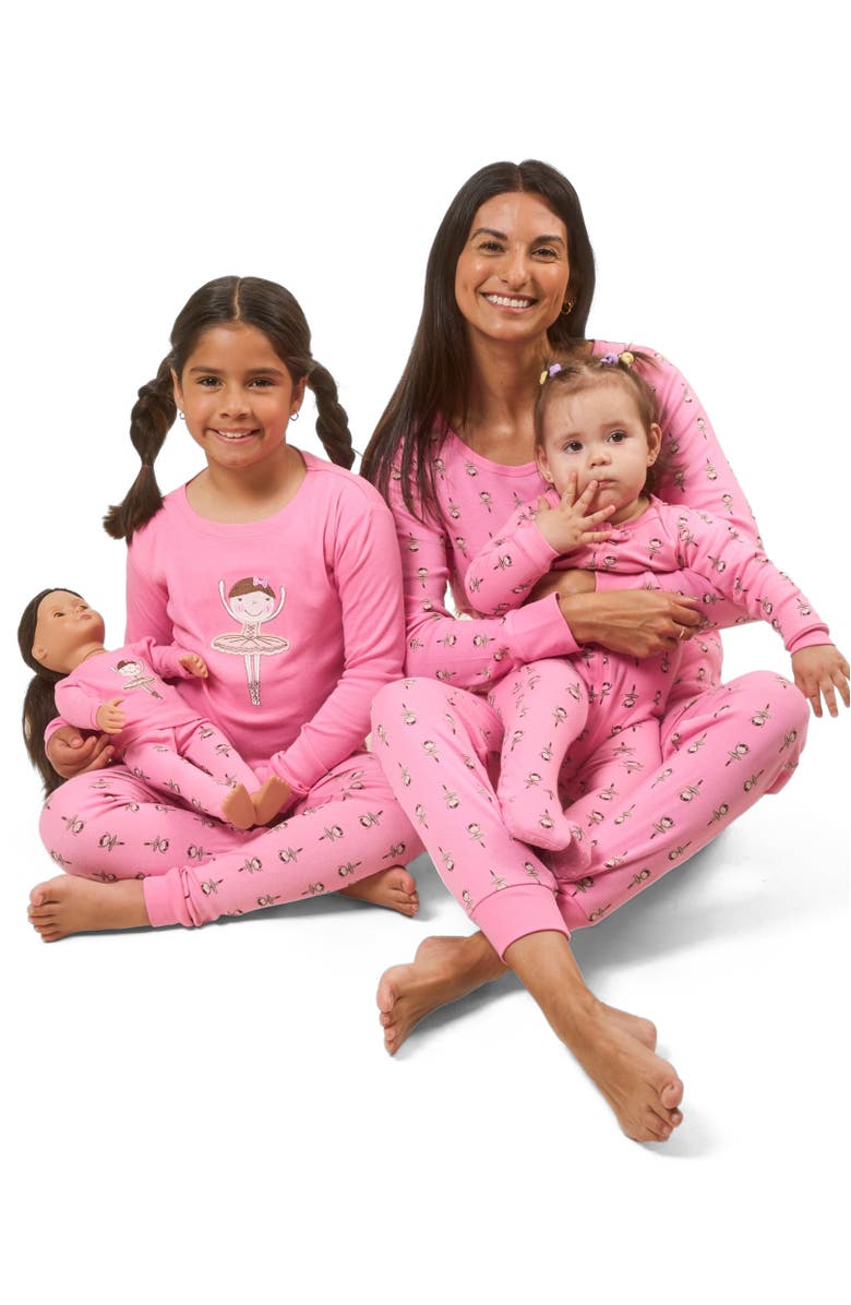 Leveret Footed Cotton Matching Family Pajamas, Whimsy & Fantasy Prints, Alternate, color, Ballerina