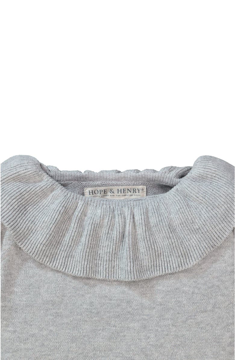 Hope & Henry Baby Girls' Organic Ruffle Collar Sweater, Infant, Alternate, color, Grey Heather