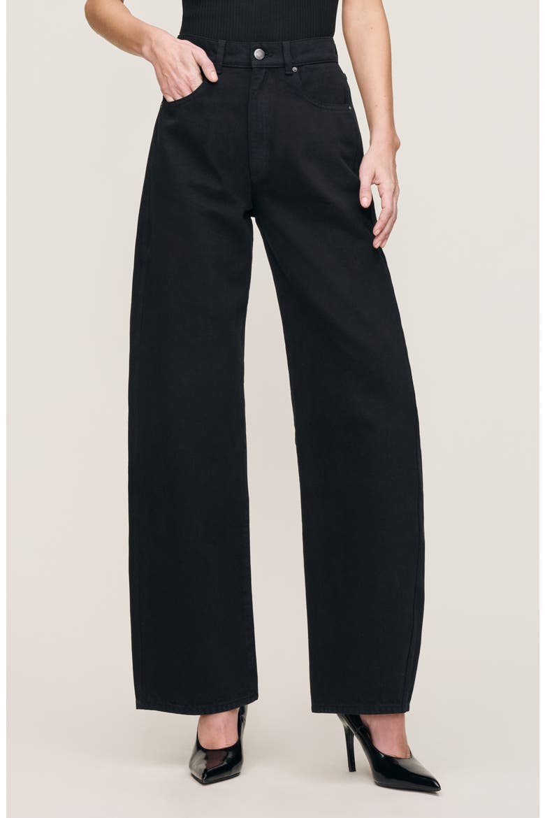 Taylor Relaxed Barrel High Waist Jeans, Main, color, BLACK