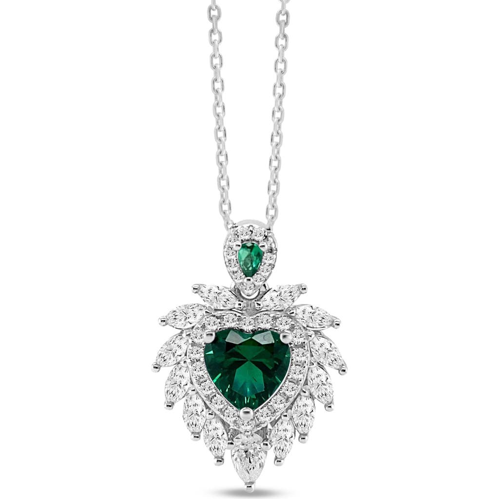 Anna Zuckerman Flaming Heart Necklace In Green Emerald