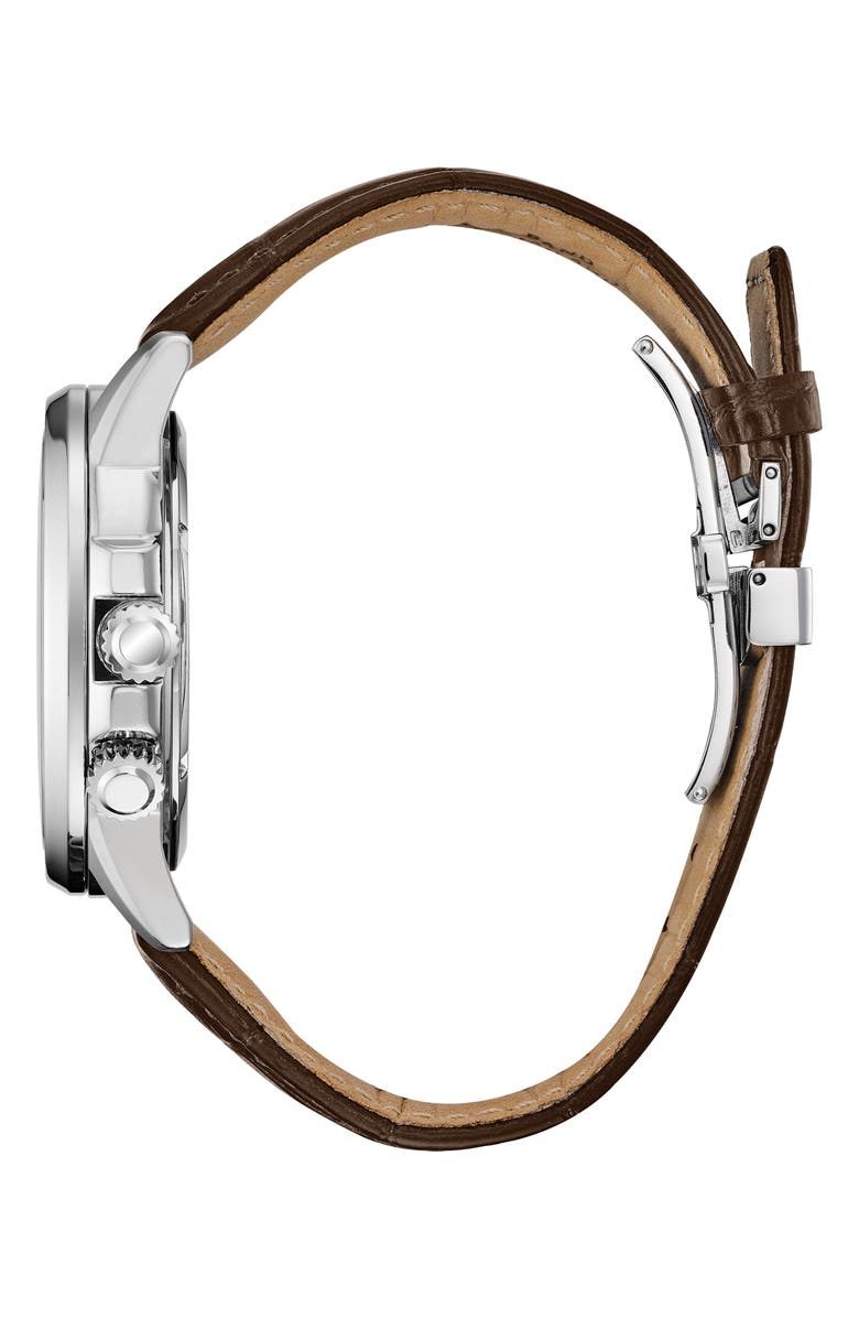 Citizen Calendrier Leather Strap Watch, 44mm, Alternate, color, Brown