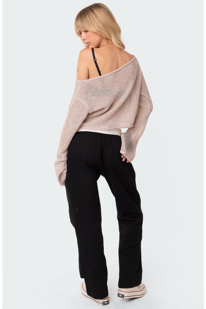 Emmie One-Shoulder Sheer Sweater, Alternate, color, BEIGE