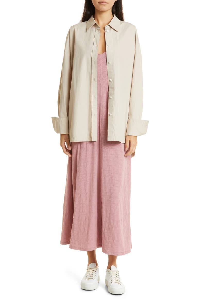 Cotton Poplin Button-Up Shirt, Alternate, color, LINEN