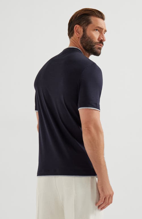 Brunello Cucinelli T-shirt With Faux-layering In Blue