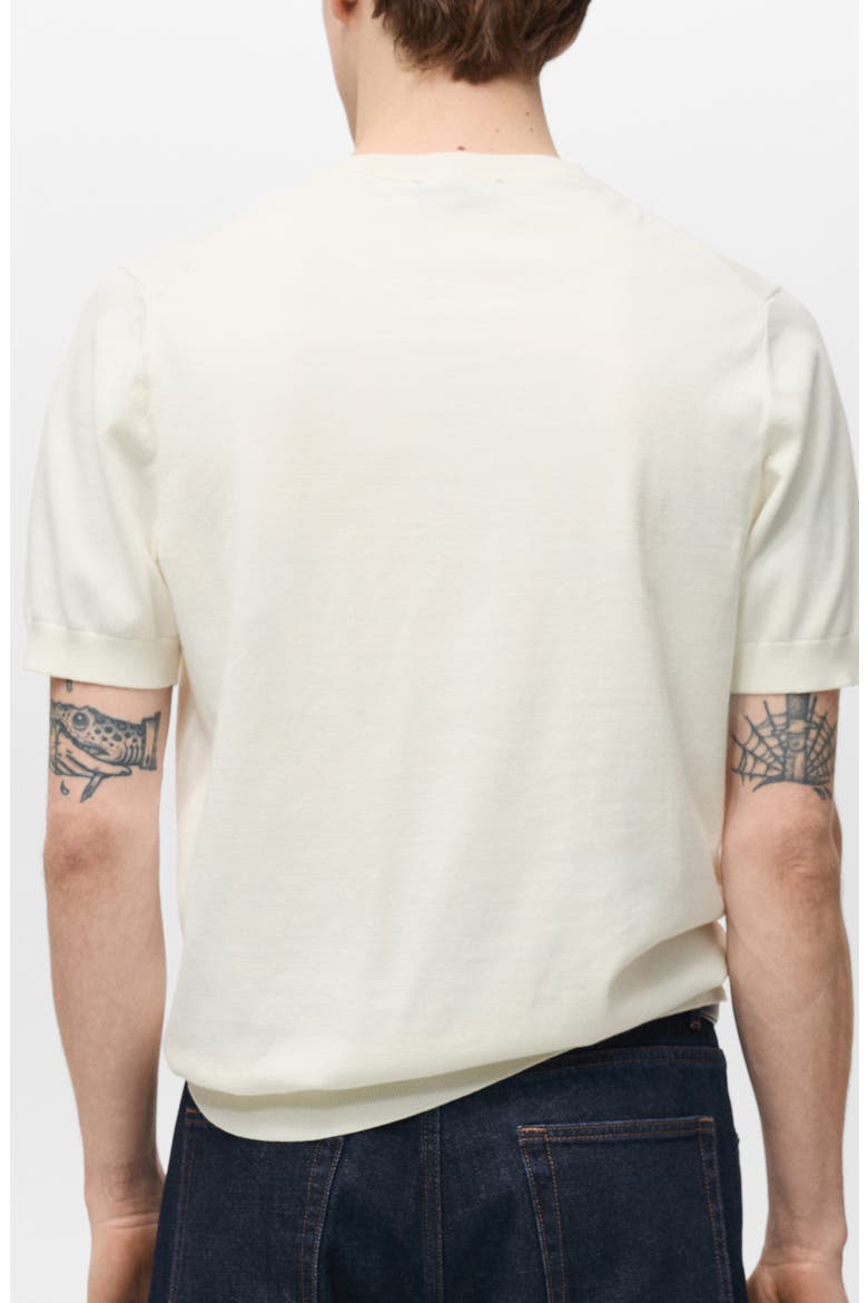Short Sleeve Cotton Crewneck Sweater, Alternate, color, OFF WHITE