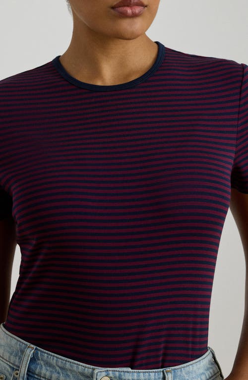 Ralph Lauren Lauren  Stripe Stretch Cotton T-shirt In Purple