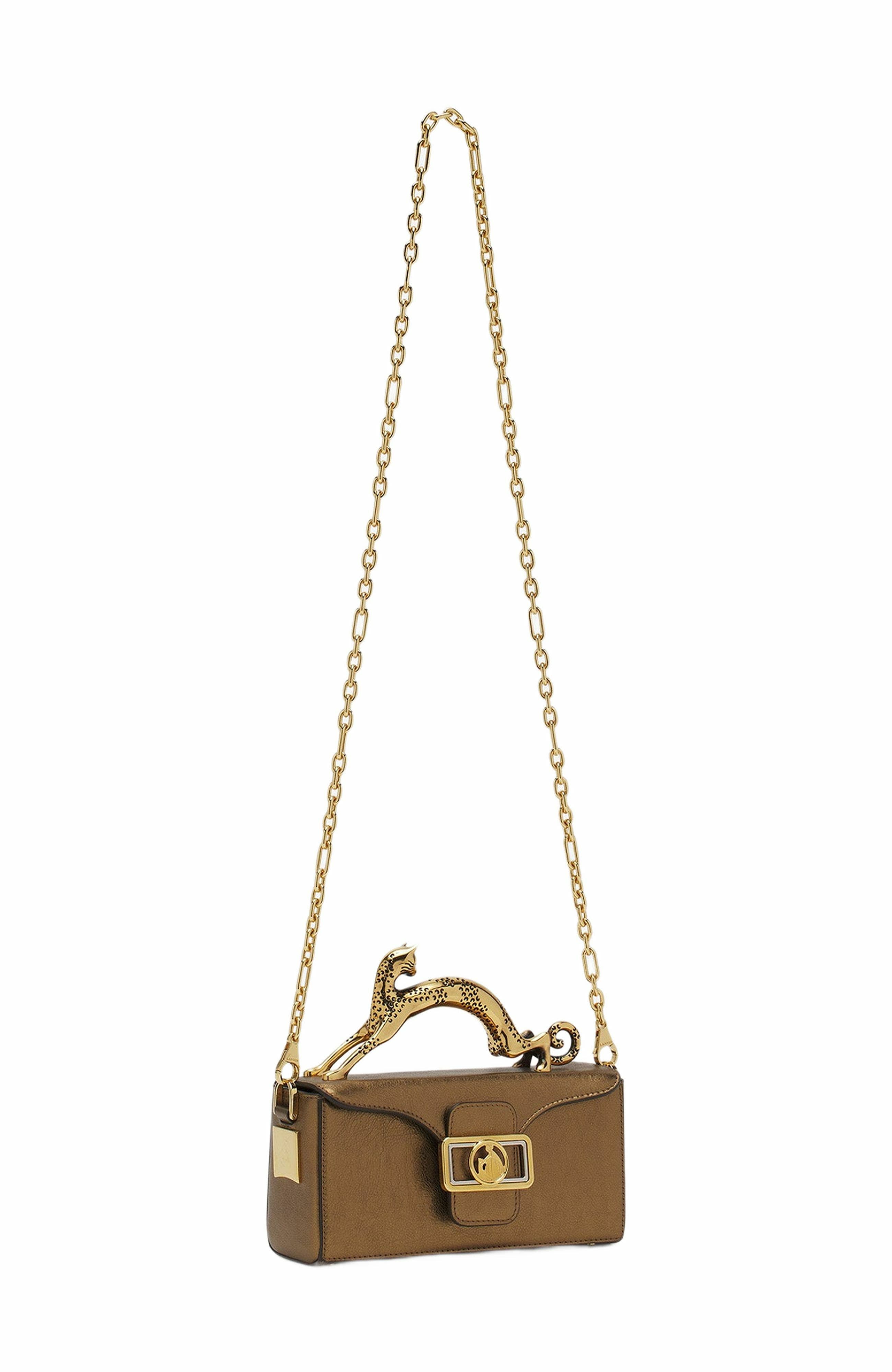 Lanvin NANO PENCIL CAT BAG IN METALLIC GRAINED LEATHER, Alternate, color, 