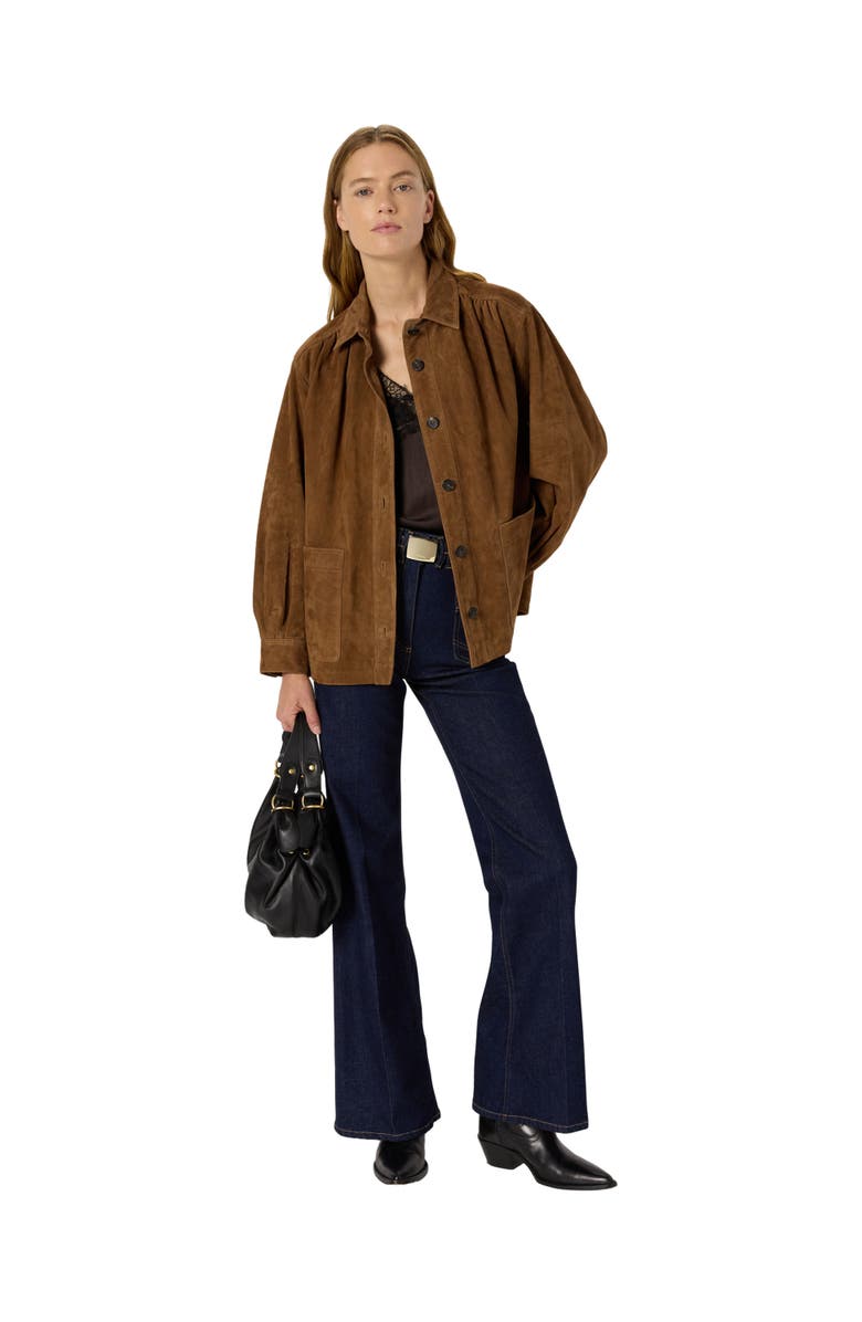 GERARD DAREL Nomelie Suede Jacket, Alternate, color, Straw