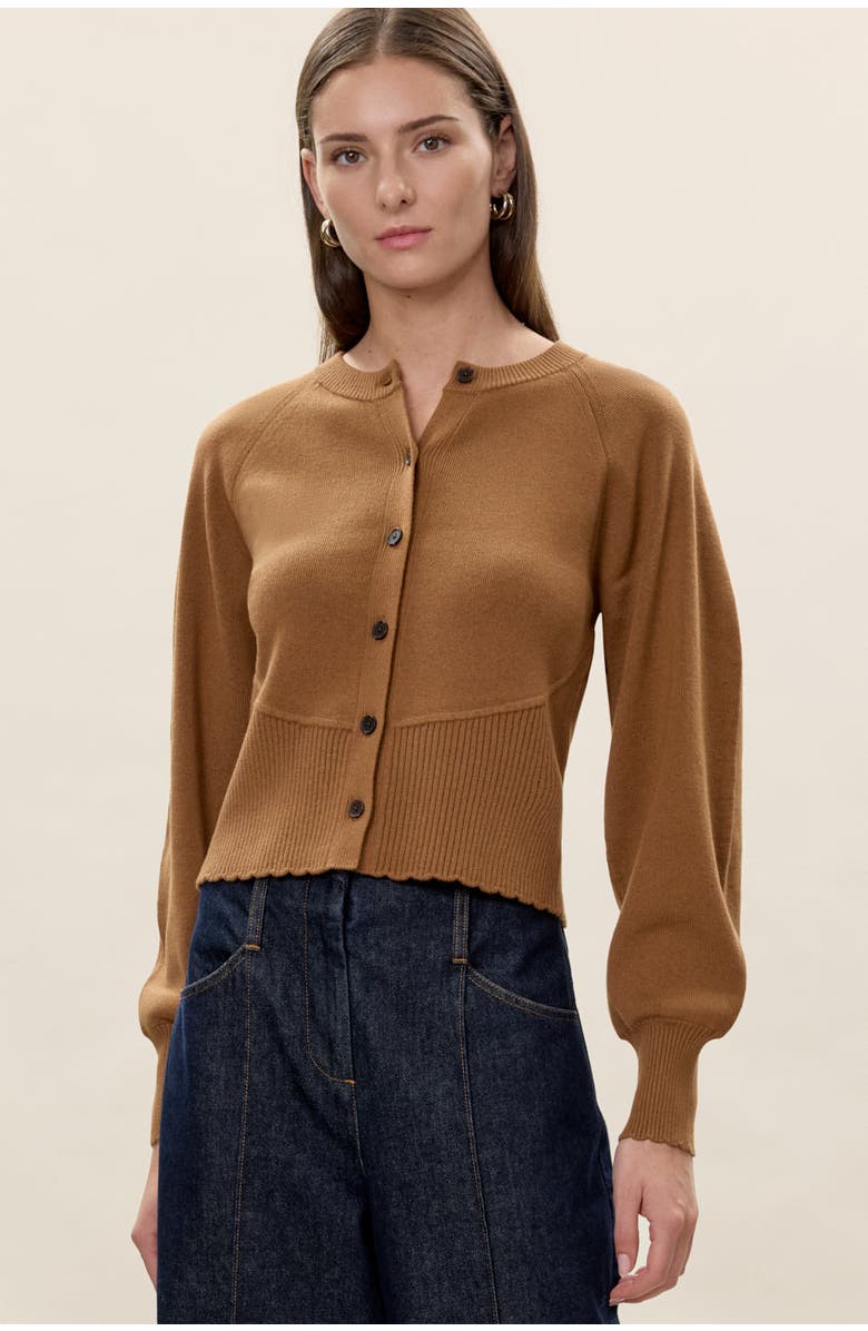 Rebecca Taylor Rhea Knit Cardigan, Main, color, Tobacco