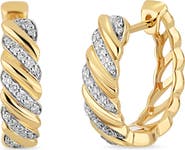 Bony Levy 18K Gold Cleo Diamond Twisted Hoop Earrings, 14mm