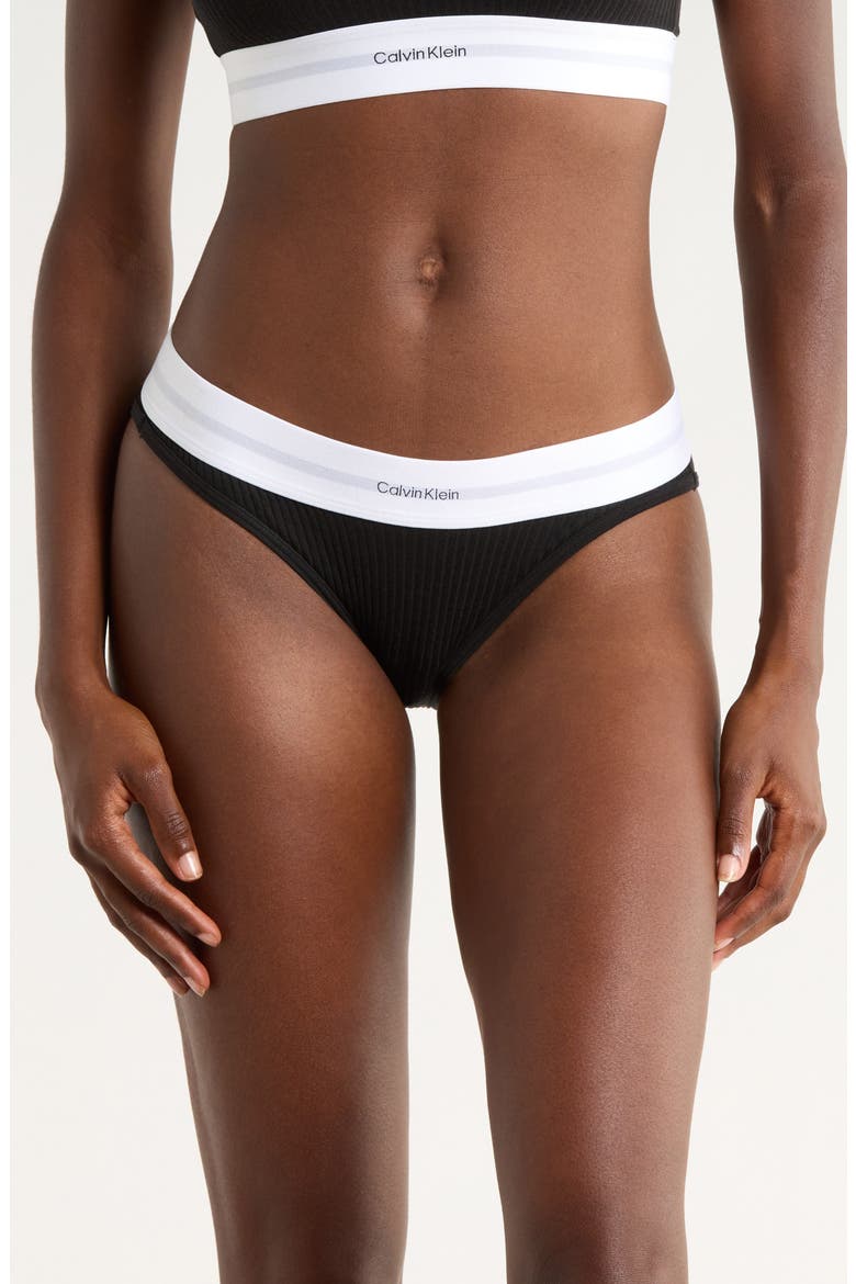 Rib Logo Bikini, Main, color, BLACK