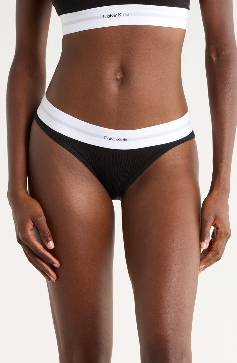 Calvin Klein Rib Logo Bikini, Main, color, 
