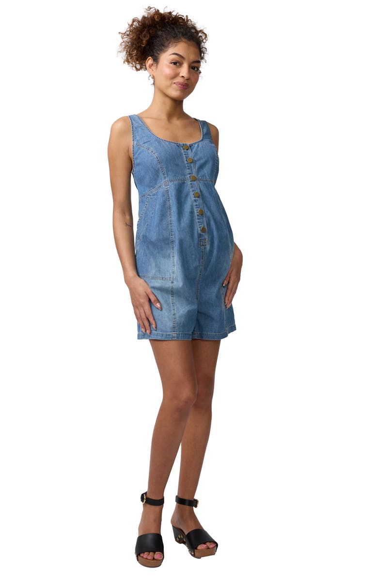 Ingrid & Isabel Sleeveless Soft Denim Romper, Main, color, Medium Wash