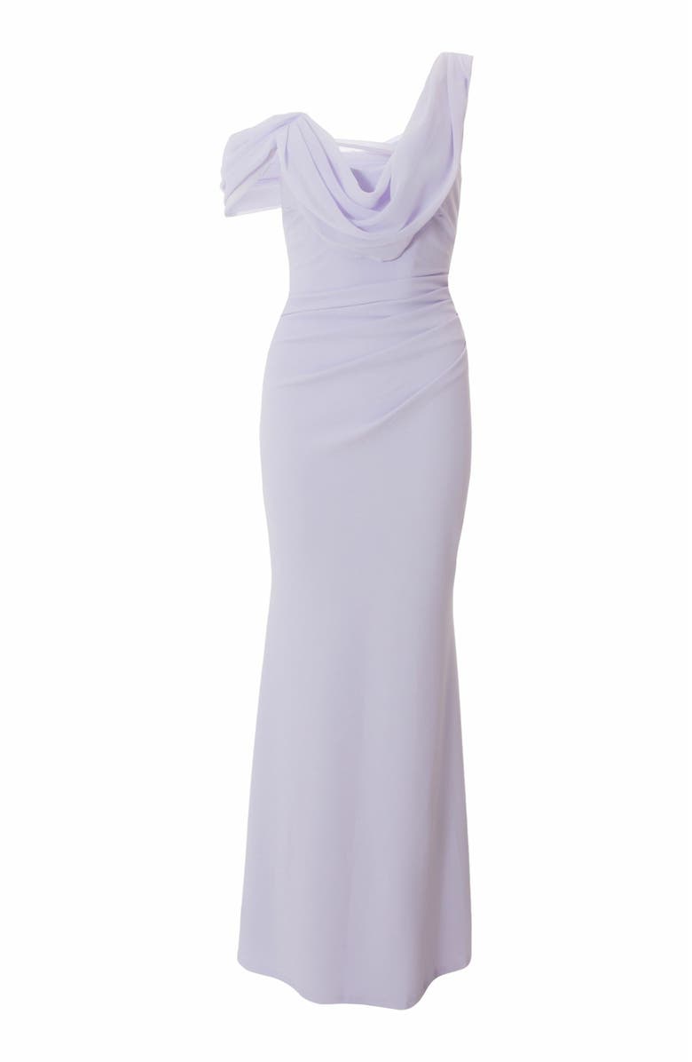QUIZ Scuba Crepe Chiffon Drape Maxi Dress | Nordstrom
