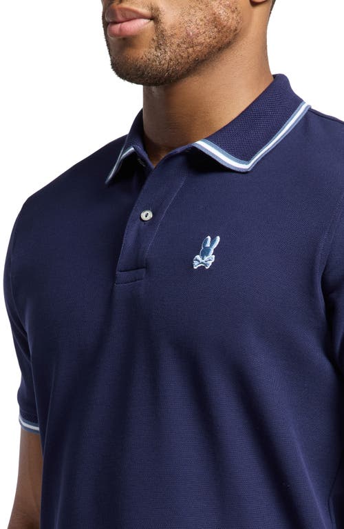 Psycho Bunny Foxton Pima Cotton Pique Tipped Polo In Evening Blue