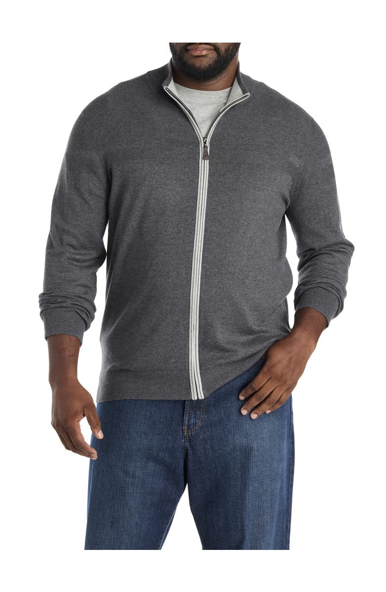 Nautica Big
Tall Mockneck Zip-Front Sweater, Main, color, Charcoal Heather