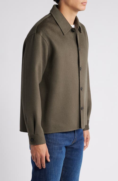 Frame Men's Double-face Wool Overshirt In Dark Taupe