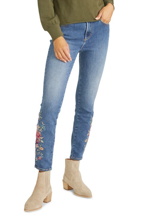 Jackie Floral Embroidered Skinny Jeans