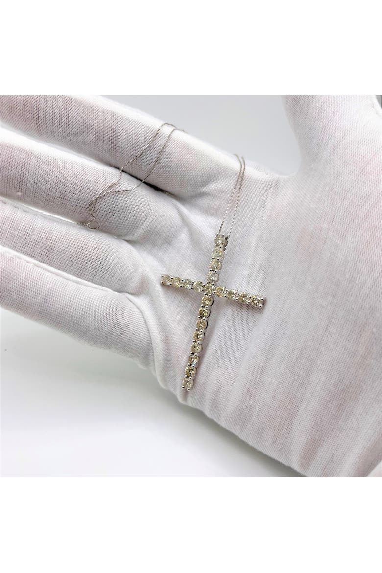 Silver 4.0 Cttw Diamond 2-1/4" Cross Pendant with Box Chain Necklace, Alternate, color, Silver