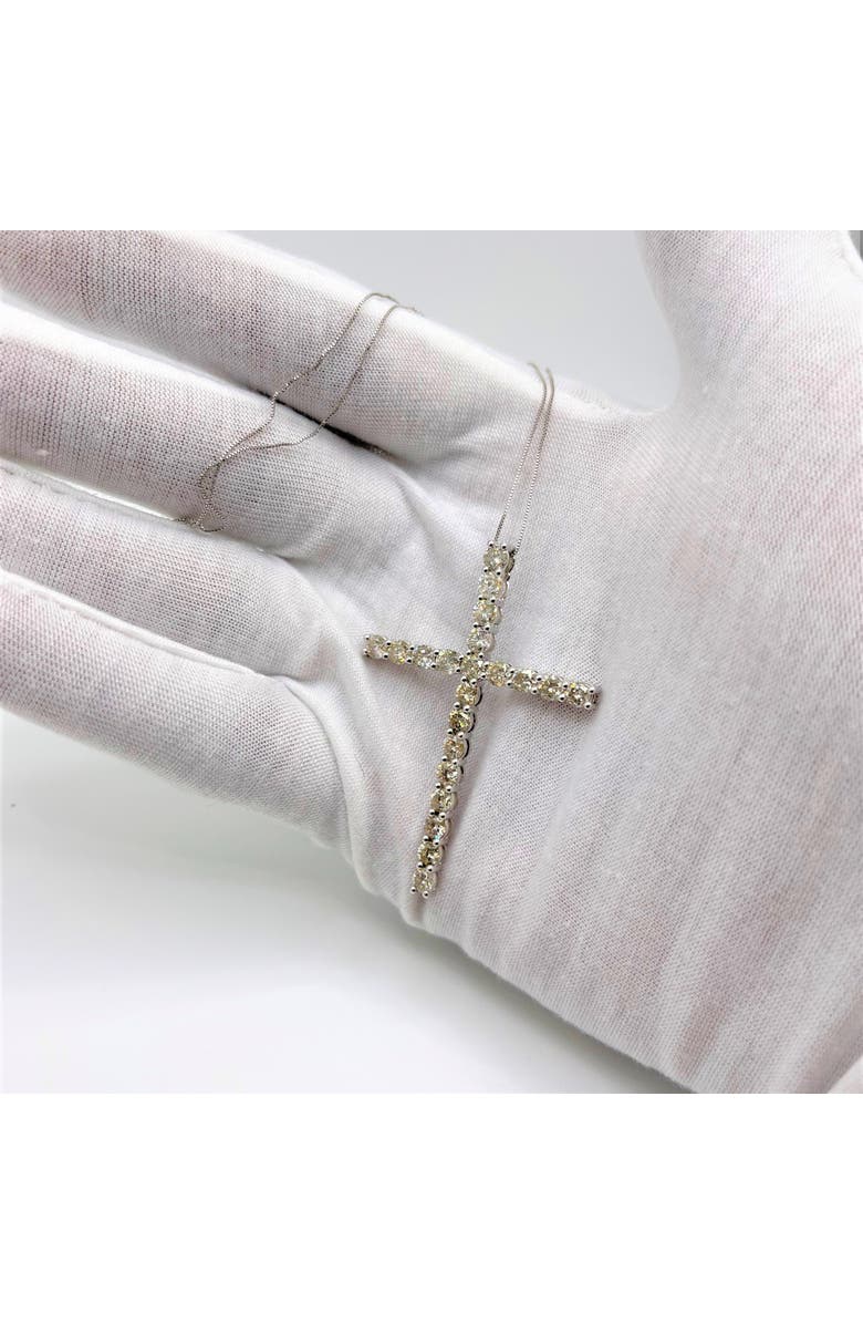 Haus of Brilliance Silver 4.0 Cttw Diamond 2-1/4" Cross Pendant with Box Chain Necklace, Alternate, color, Silver