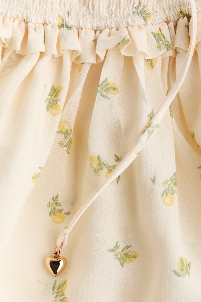 Frill-trimmed Smocked-bodice Dress, Alternate, color, Cream/lemons