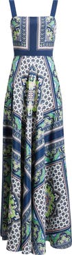 Eliza J Scarf Print Sleeveless Maxi Dress