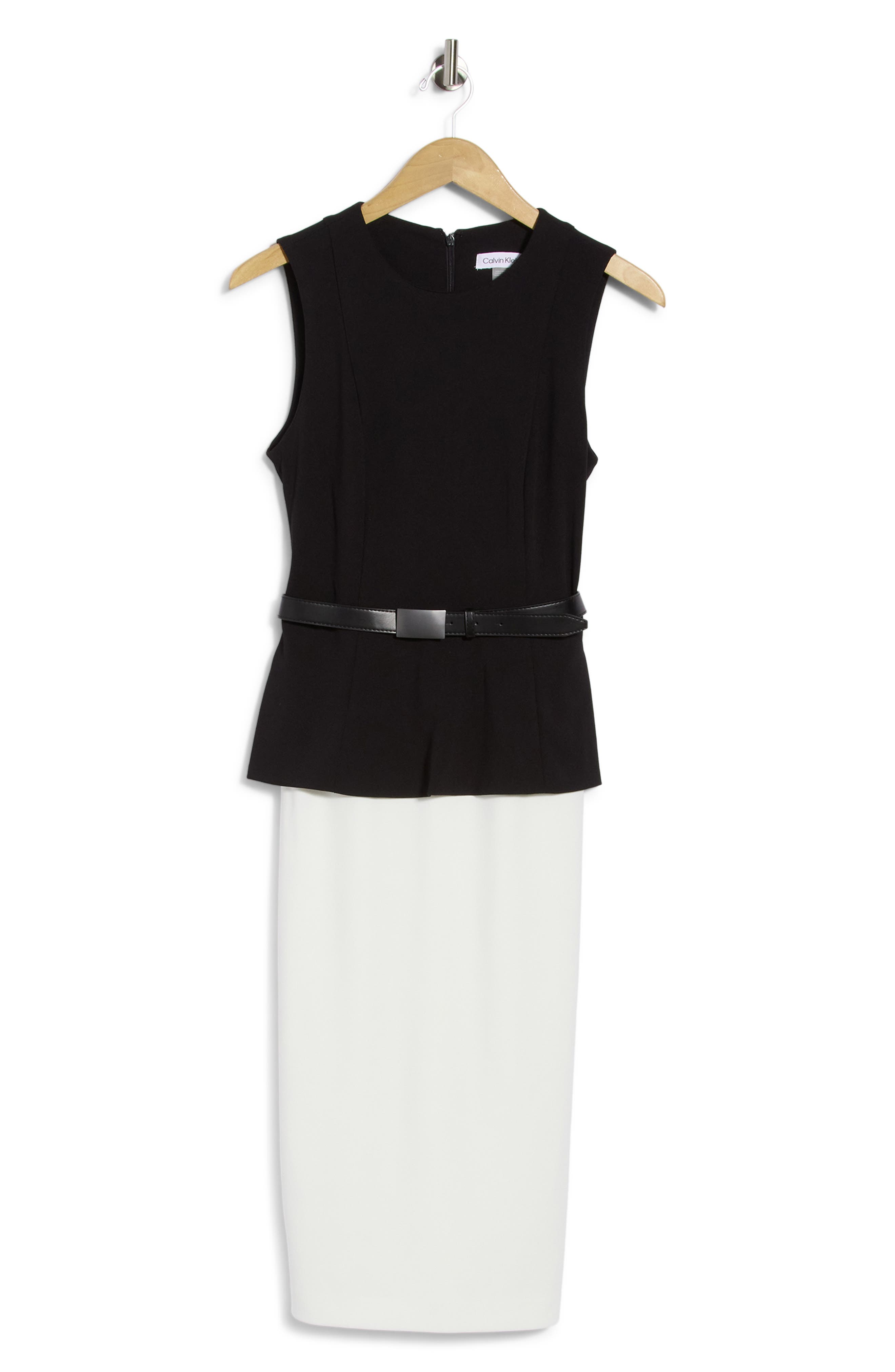 Colorblock Sleeveless Belted Midi Dress