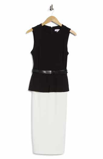 Colorblock Sleeveless Belted Midi Dress