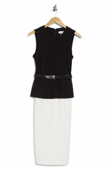 Colorblock Sleeveless Belted Midi Dress