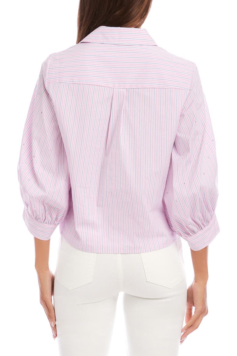 Embellished Puff Sleeve Tie Front Top, Alternate, color, PINK