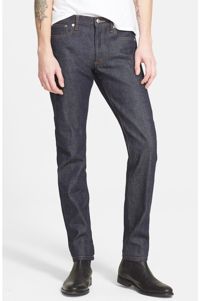 Petit New Standard Slim Straight Leg Selvedge Jeans, Main, color, INDIGO WASH
