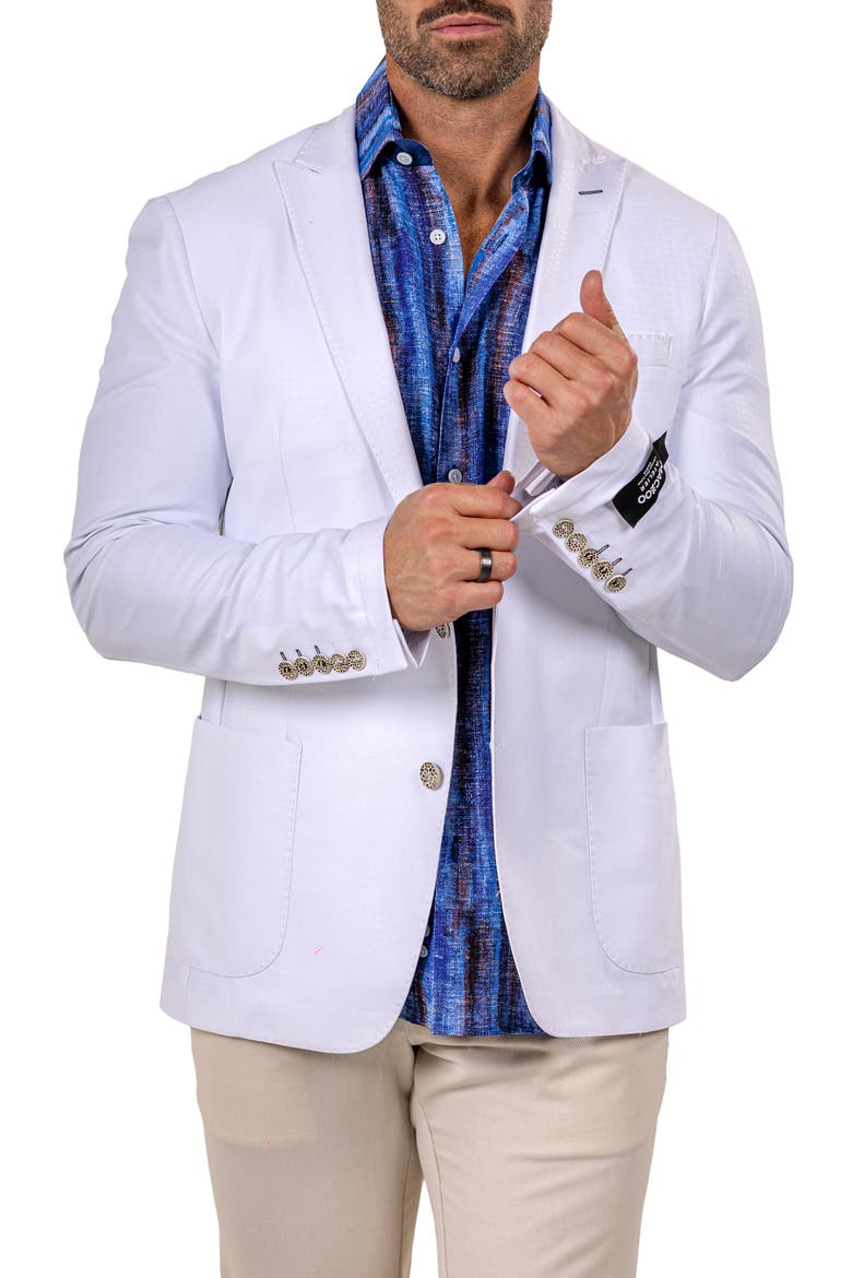 Unconstructed Marthyr030 White Stretch Peak Lapel Blazer, Alternate, color, WHITE