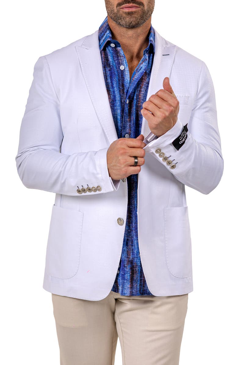 Maceoo Unconstructed Marthyr030 White Stretch Peak Lapel Blazer, Alternate, color, White