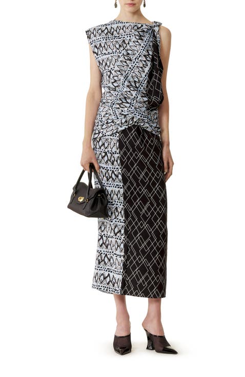 Printed Silk Patchwork Dress
