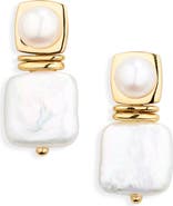 Missoma Square Freshwater Pearl Drop Earrings