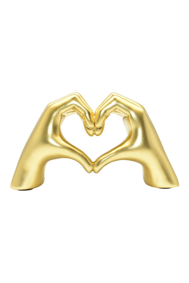 Heart Sign Hands Sculpture, Main, color, GOLD