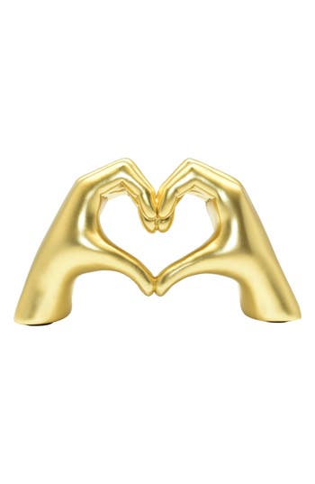 Shop Kinetic Heart Sign Hands Sculpture In Gold