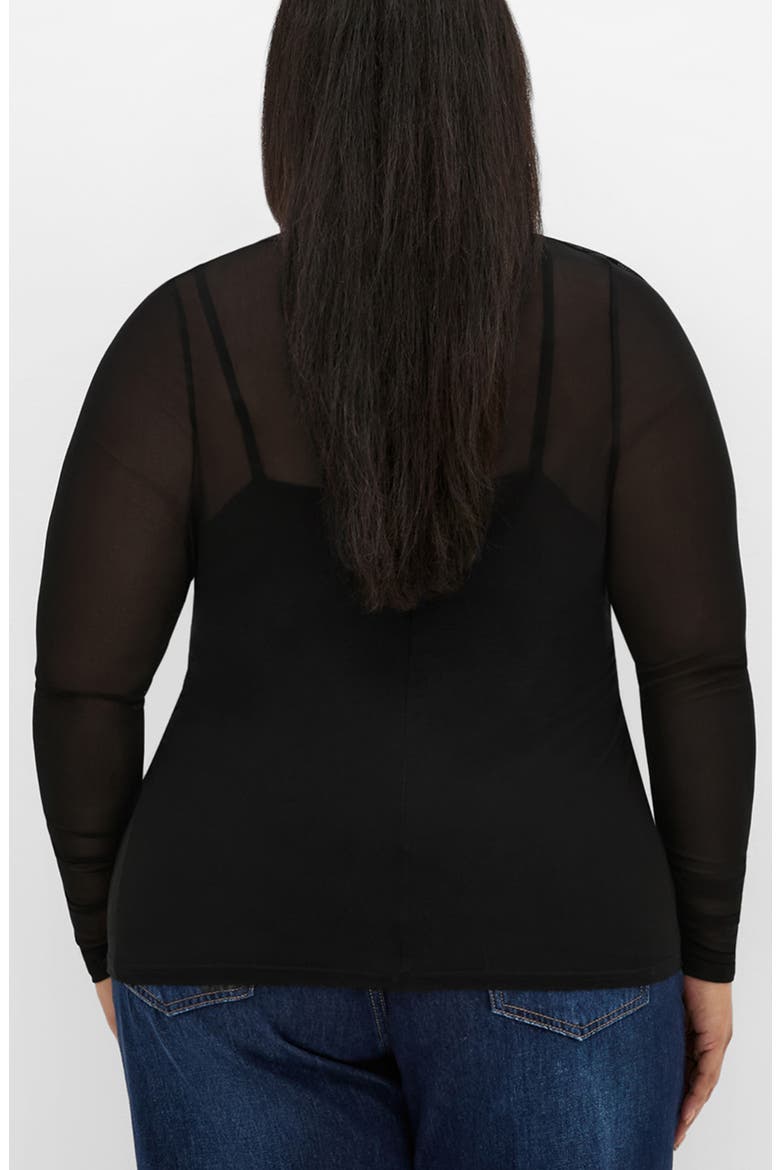 Lauryn Sheer Stretch Mesh Top, Alternate, color, BLACK