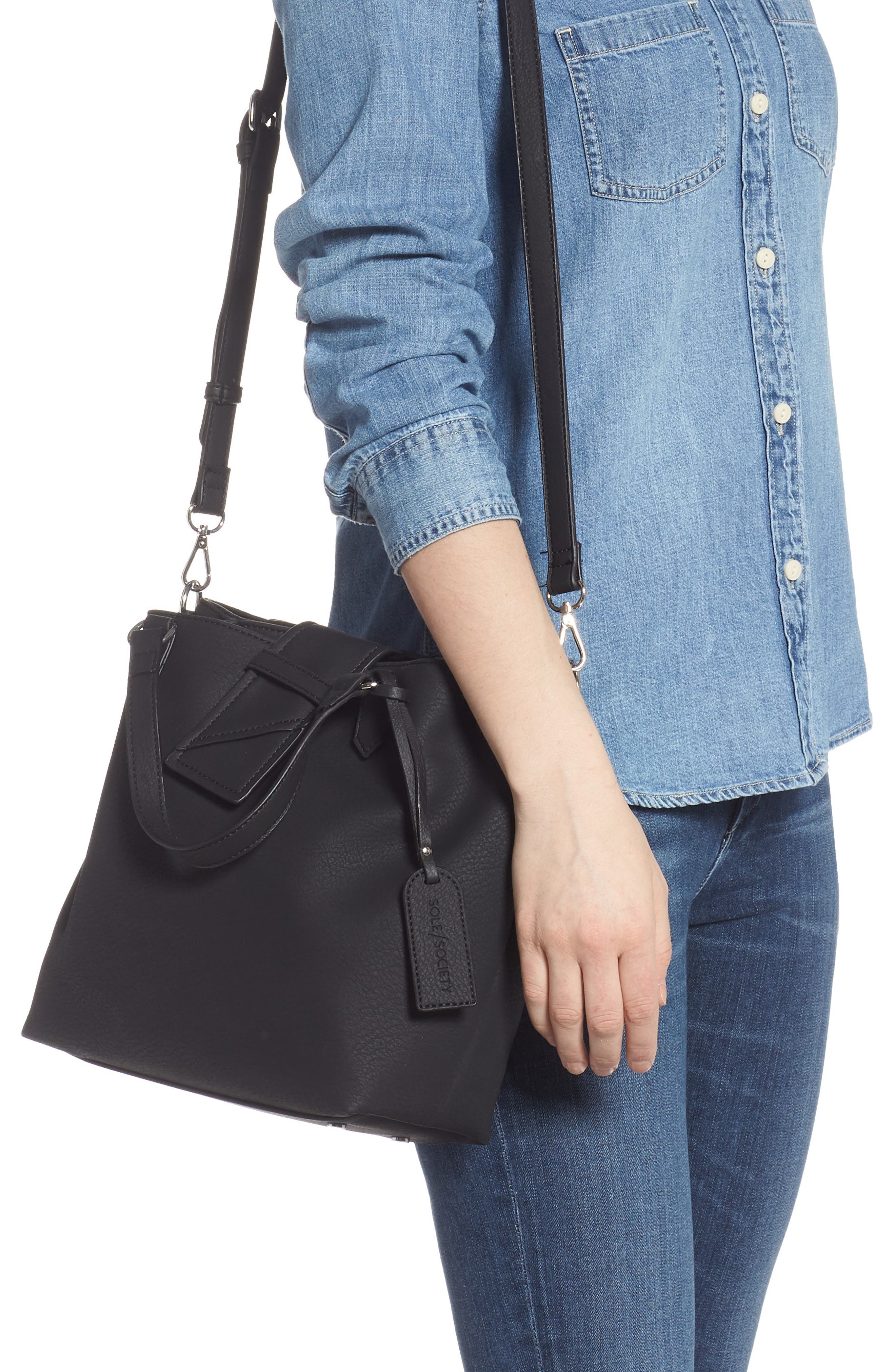 Sole Society Valah Faux Leather Satchel, Alternate, color, 