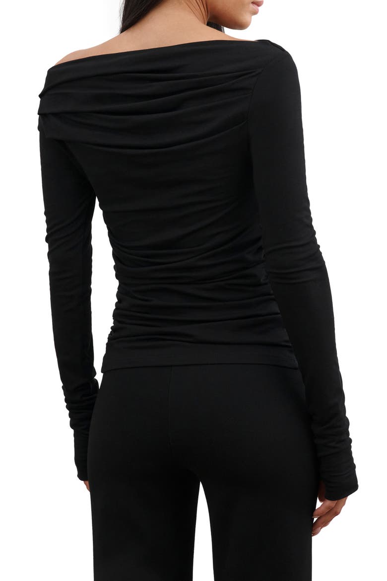 Cooper Ruched Bateau Top, Alternate, color, BLACK