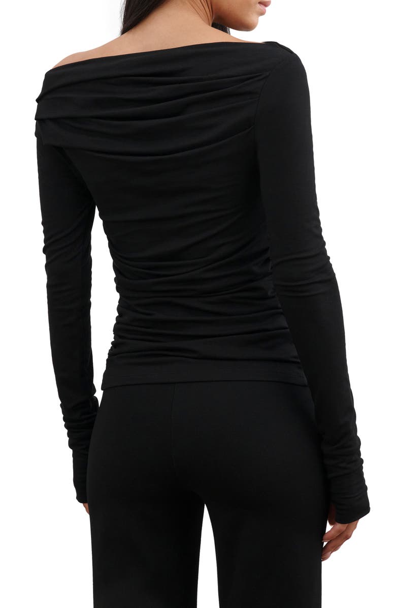 Marcella Cooper Ruched Bateau Top, Alternate, color, Black