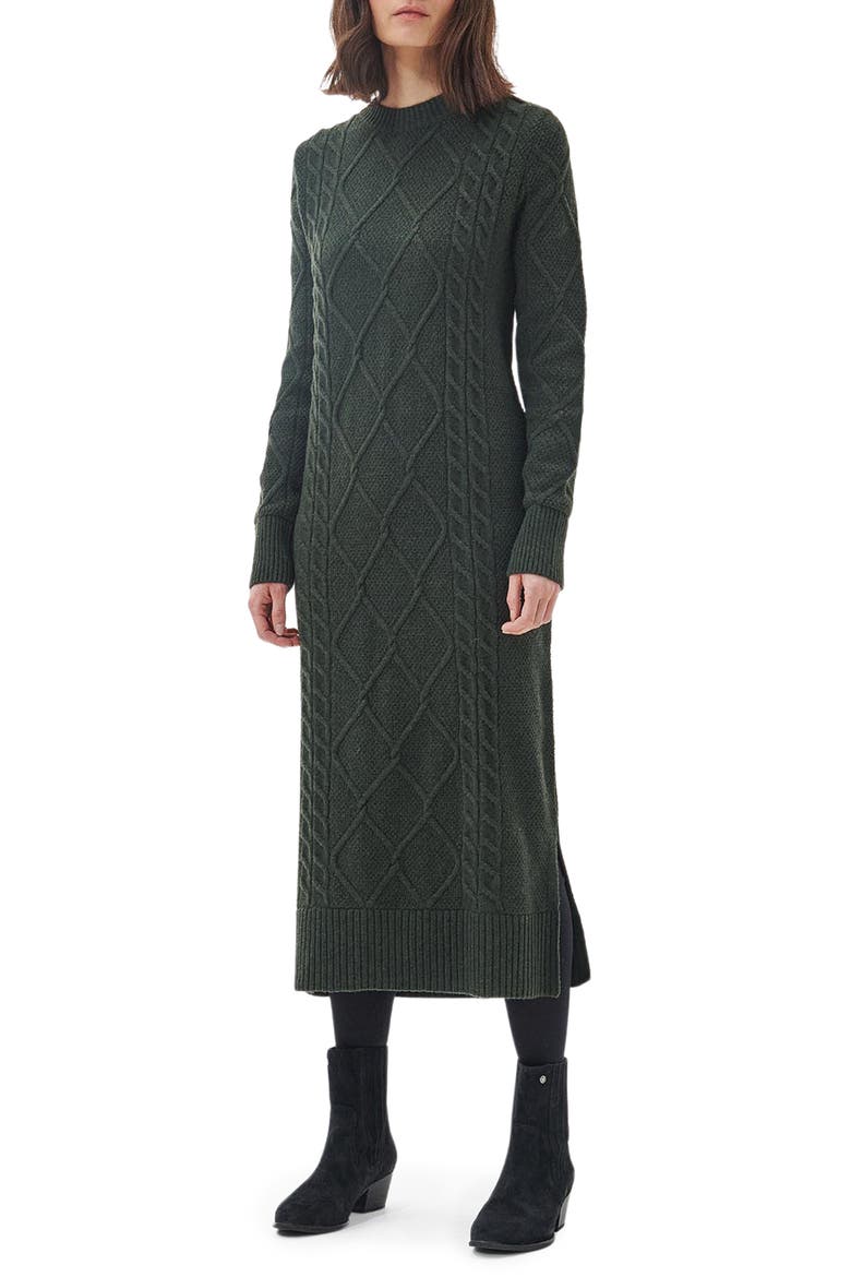 Burne Long Sleeve Wool Blend Sweater Dress, Main, color, OLIVE
