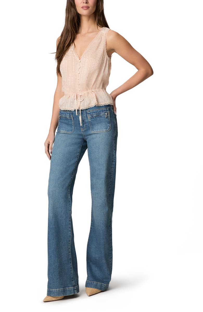 PAIGE Maiden Button-Up Silk Peplum Top, Alternate, color, Warm Cream